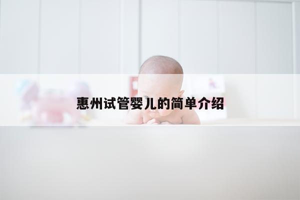 惠州试管婴儿的简单介绍